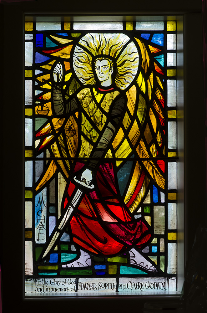 St John's Anglican Church, 561 Ferguson Drive, Trentham, Upper Hutt. - 'Archangel Michael' - BSB 008, executed by Roy Miller, 1971